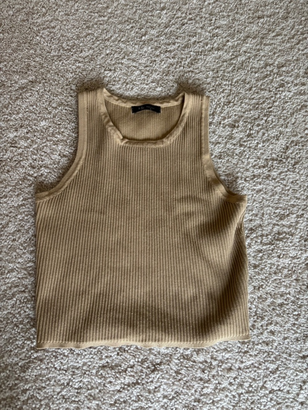 Vintage EUC Ribbed Tank Top in Beige - M